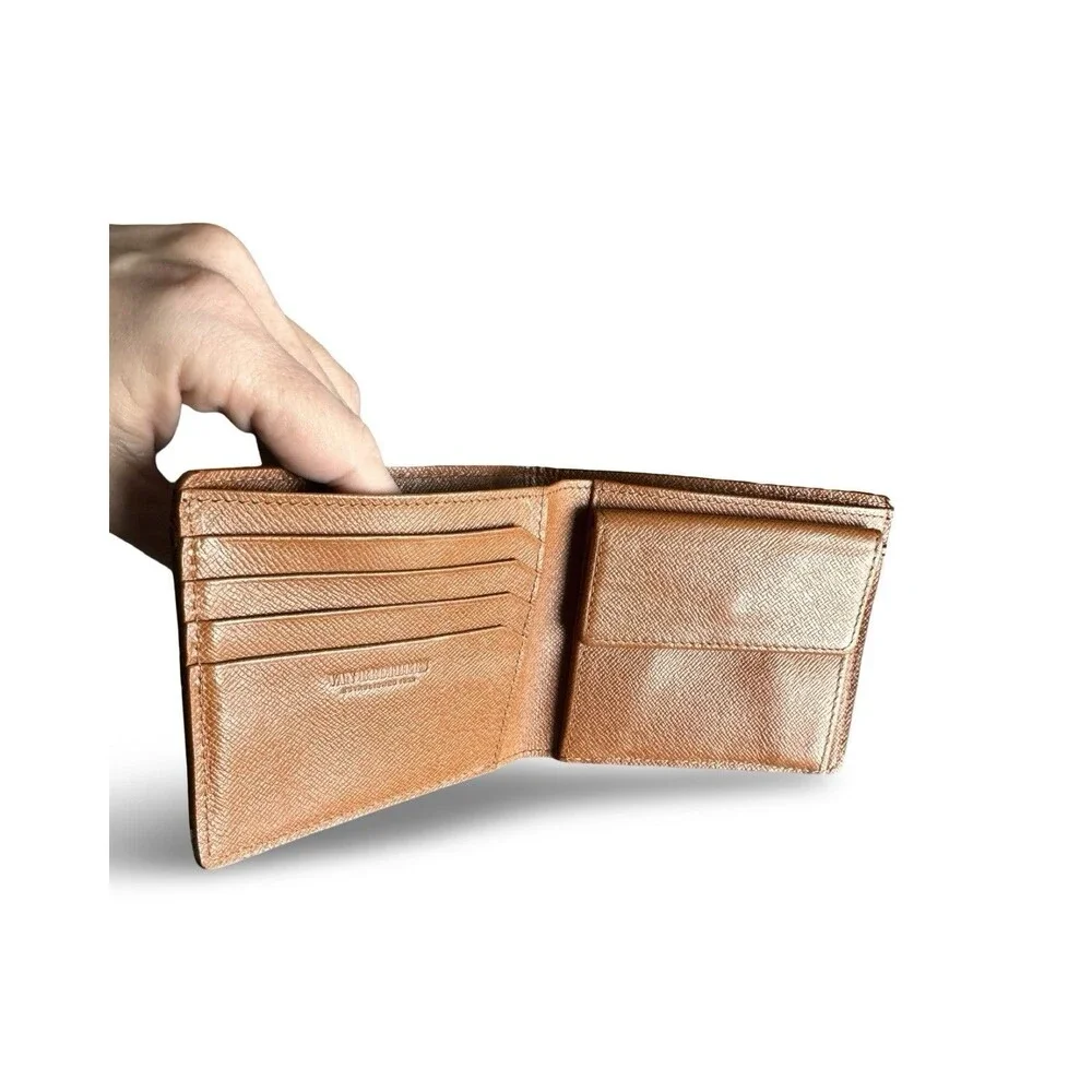 Van Brothers Carmel Brown Textured Bifold Wallet Excellent